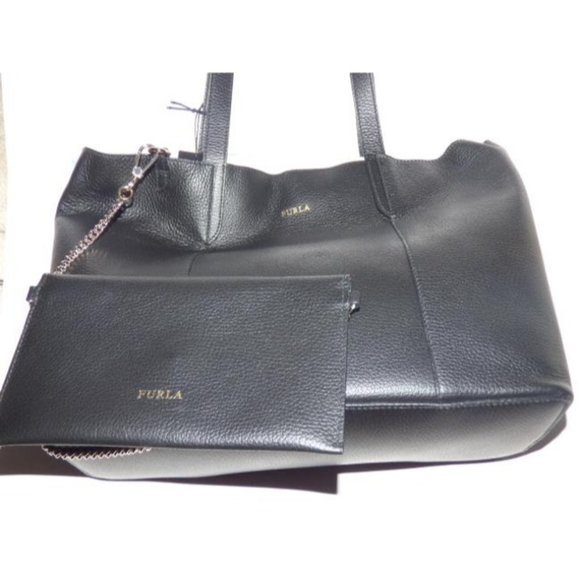 Furla New XL Black Leather Satchel w Matching Wallet - Picture 2 of 12